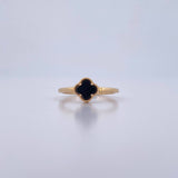 Ring Clover 2.1gr / Size 6 3/4 / Black Onyx 18K Yellow Gold &