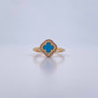 Anillo Trebol 3.15gr / T7 / Turqueza Circones Blancos Oro Amarillo 18K &