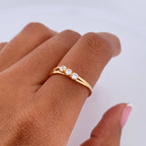 Trinity Ring 1.4gr / Size 5 1/2 / White Zircons 18K Yellow Gold &