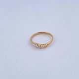 Trinity Ring 1.4gr / Size 5 1/2 / White Zircons 18K Yellow Gold &