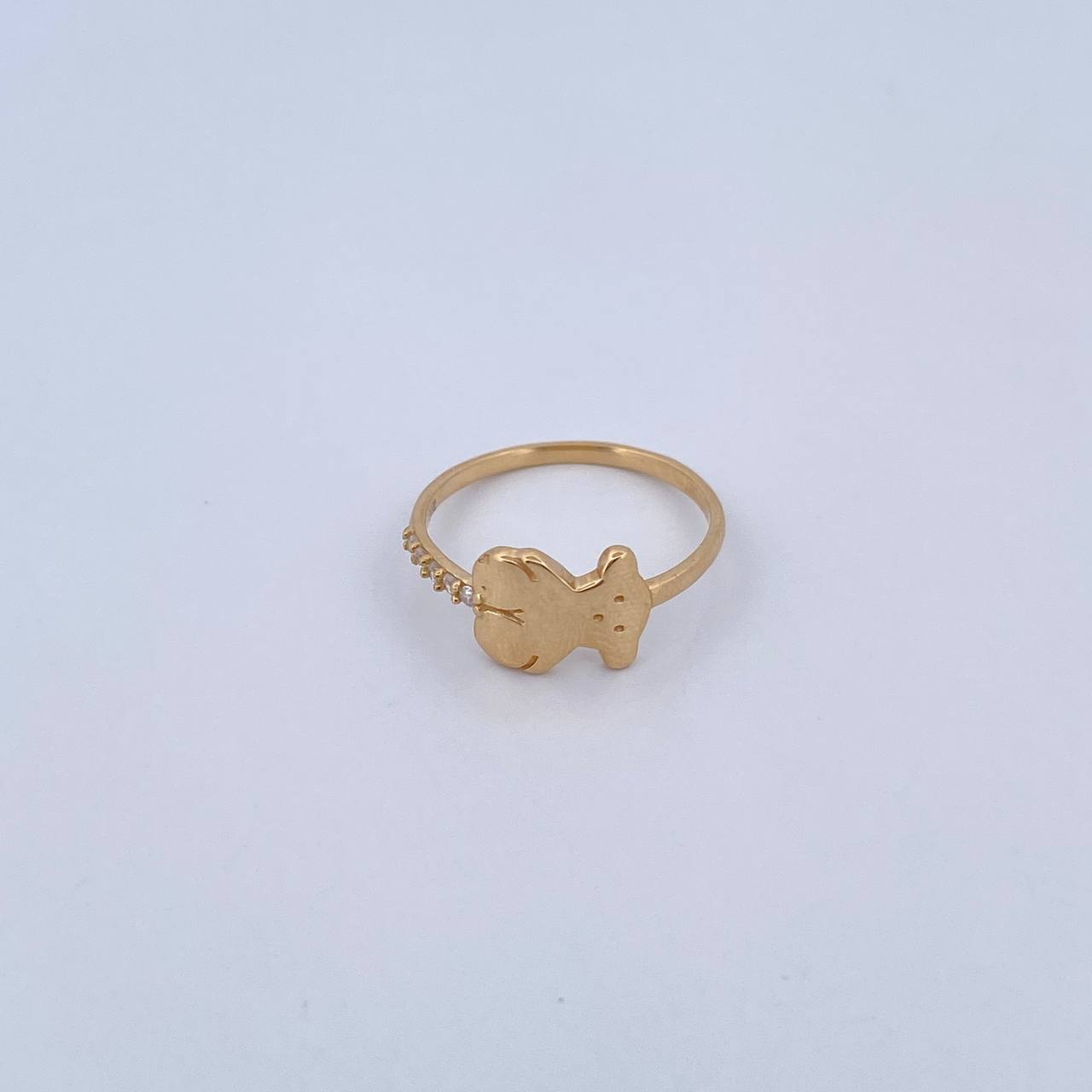 Bear Ring Ts 1.5gr / T6 / White Zircons 18K Yellow Gold &