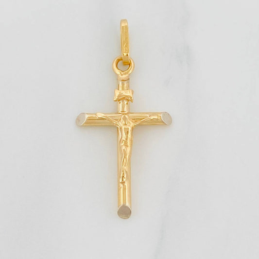 Dije Cruz Cristo 1.5g / 1 1/4 in Dos Oros Amarillo Blanco 18K