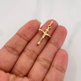 Dije Cruz Cristo 1.5g / 1 1/4 in Dos Oros Amarillo Blanco 18K