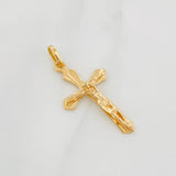 Pendant Cross Christ 1.6g / 1 1/4 in Yellow Gold 18K