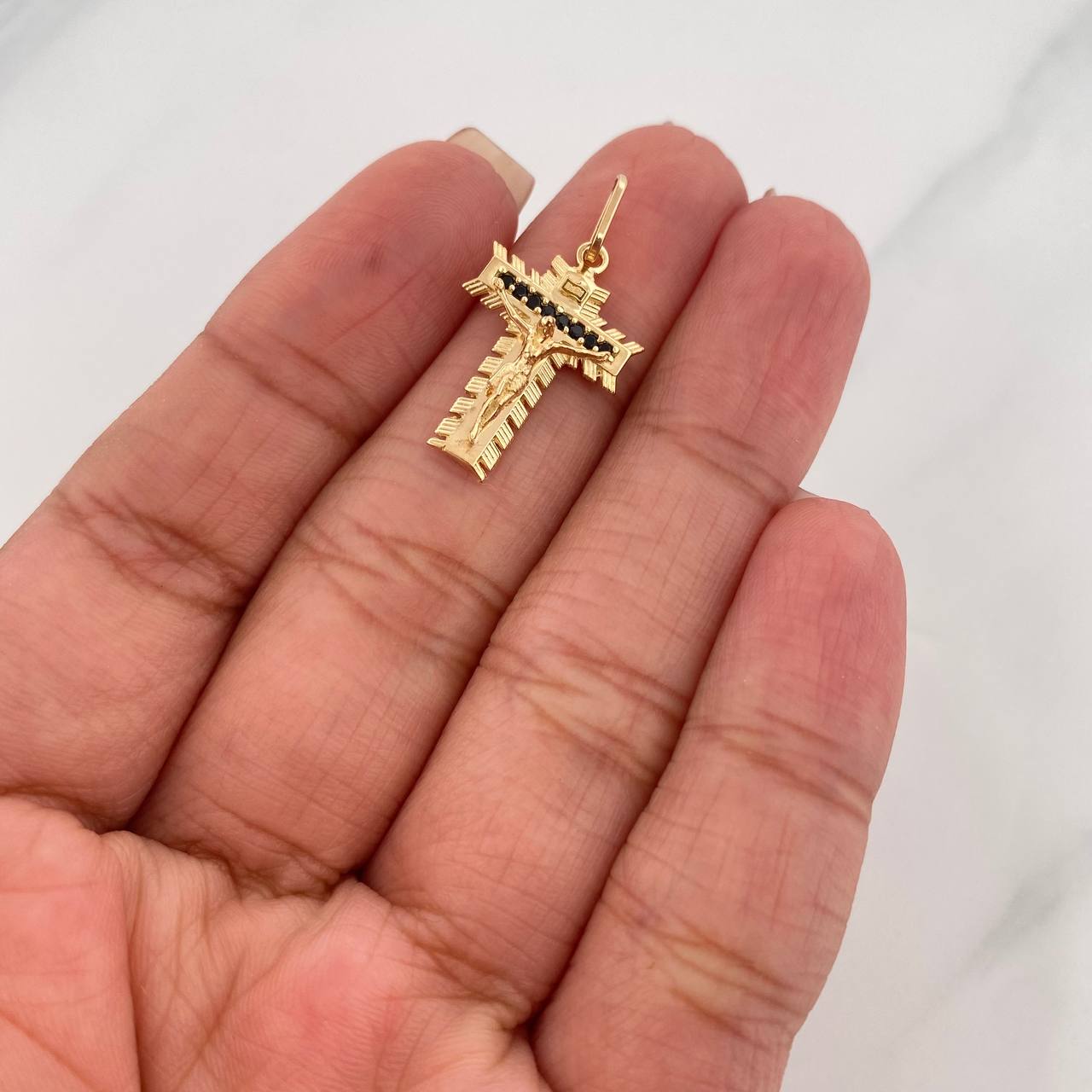 Dije Cruz Cristo Milagroso 2.1g / 1 in Oro Amarillo 18K