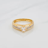 Solitaire Ring 2.2g / Size 6 1/2 Two-Tone Yellow White Gold 18K