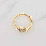 Anillo Corazón Flecha 1.85g / T7 Dos Oros Amarillo Blanco 18K