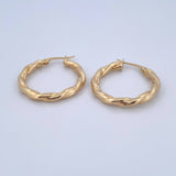 Hoop Earrings Gem 3gr / 2.7cm / Twisted Relief 18K Yellow Gold &