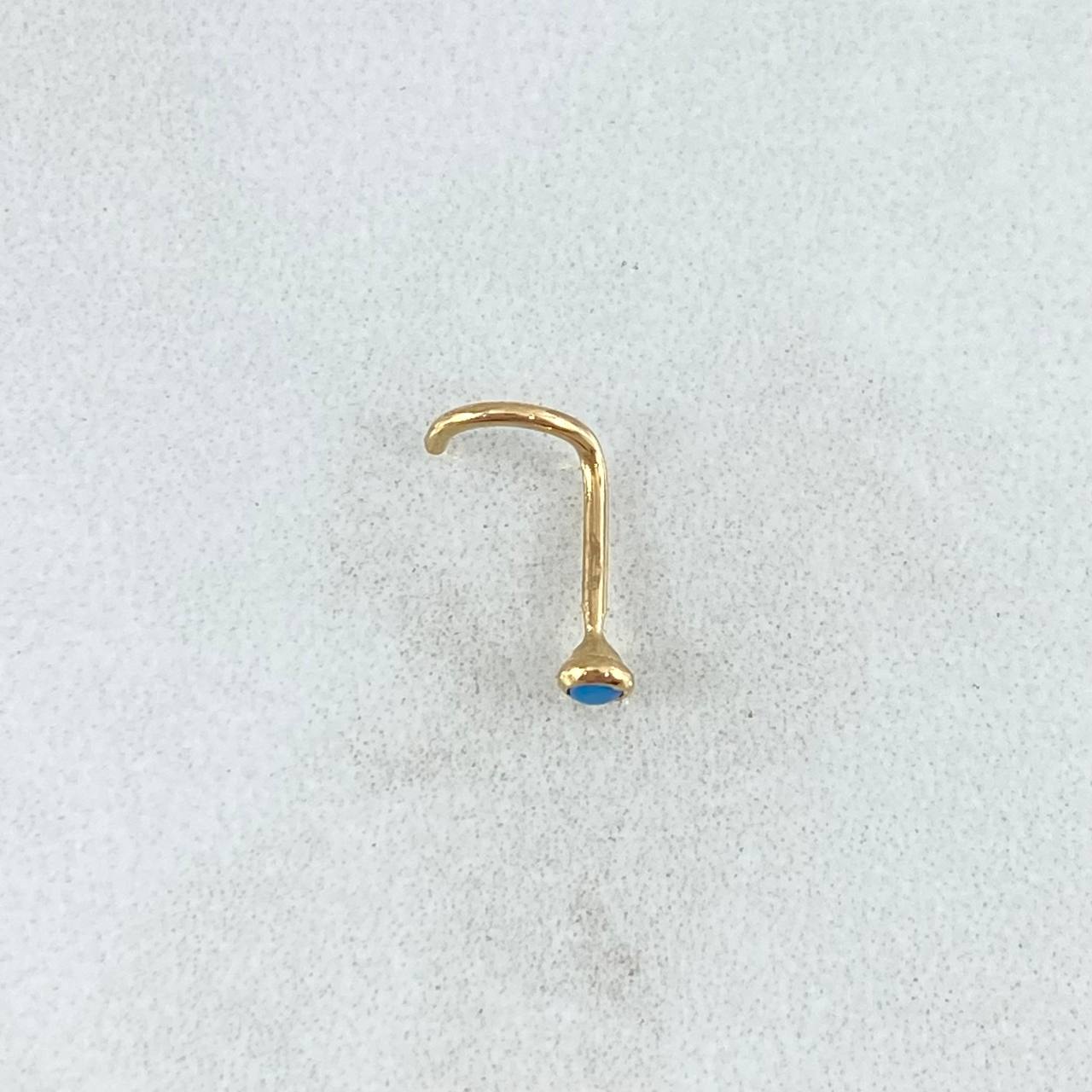 Piercing Circon Azul Celeste 0.15gr / 1cm / Nac.Esp. Oro 18K ©