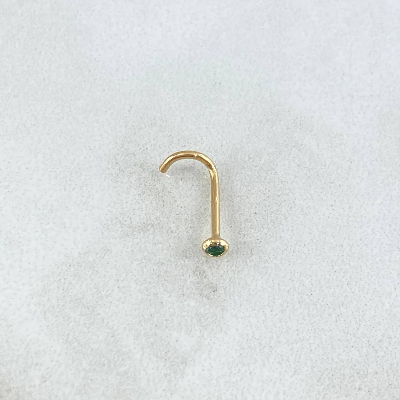 Green Zircon Piercing 0.15gr / 1cm / Special Pearl 18K Gold ©
