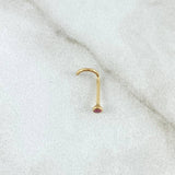 Fuchsia Zircon Piercing 0.15gr / 1cm / Special Birthstone 18K Gold ©