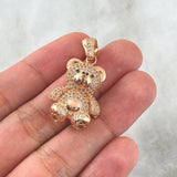 Pendant Bear 7.6gr / 3.5cm / White Zircons - Green Eyes 18K Rose Gold *