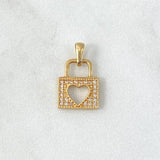 Pendant Heart Lock 1.75gr / 1.8cm / White Zircons 18K Yellow Gold *