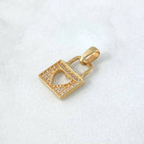 Pendant Heart Lock 1.75gr / 1.8cm / White Zircons 18K Yellow Gold *