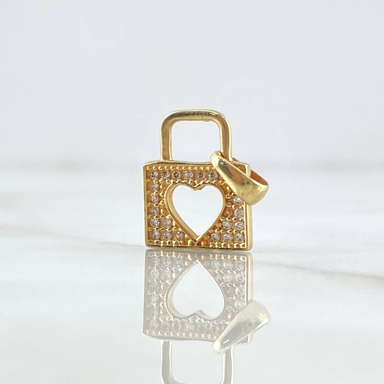 Pendant Heart Lock 1.75gr / 1.8cm / White Zircons 18K Yellow Gold *