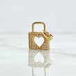 Pendant Heart Lock 1.75gr / 1.8cm / White Zircons 18K Yellow Gold *