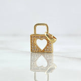 Pendant Heart Lock 1.75gr / 1.8cm / White Zircons 18K Yellow Gold *