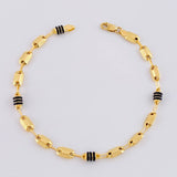 Pulso Rustico Cauchos Negros 3.3g / 7 1/2 in / 4.2mm Oro Amarillo 18K