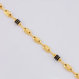 Pulso Rustico Cauchos Negros 3.3g / 7 1/2 in / 4.2mm Oro Amarillo 18K