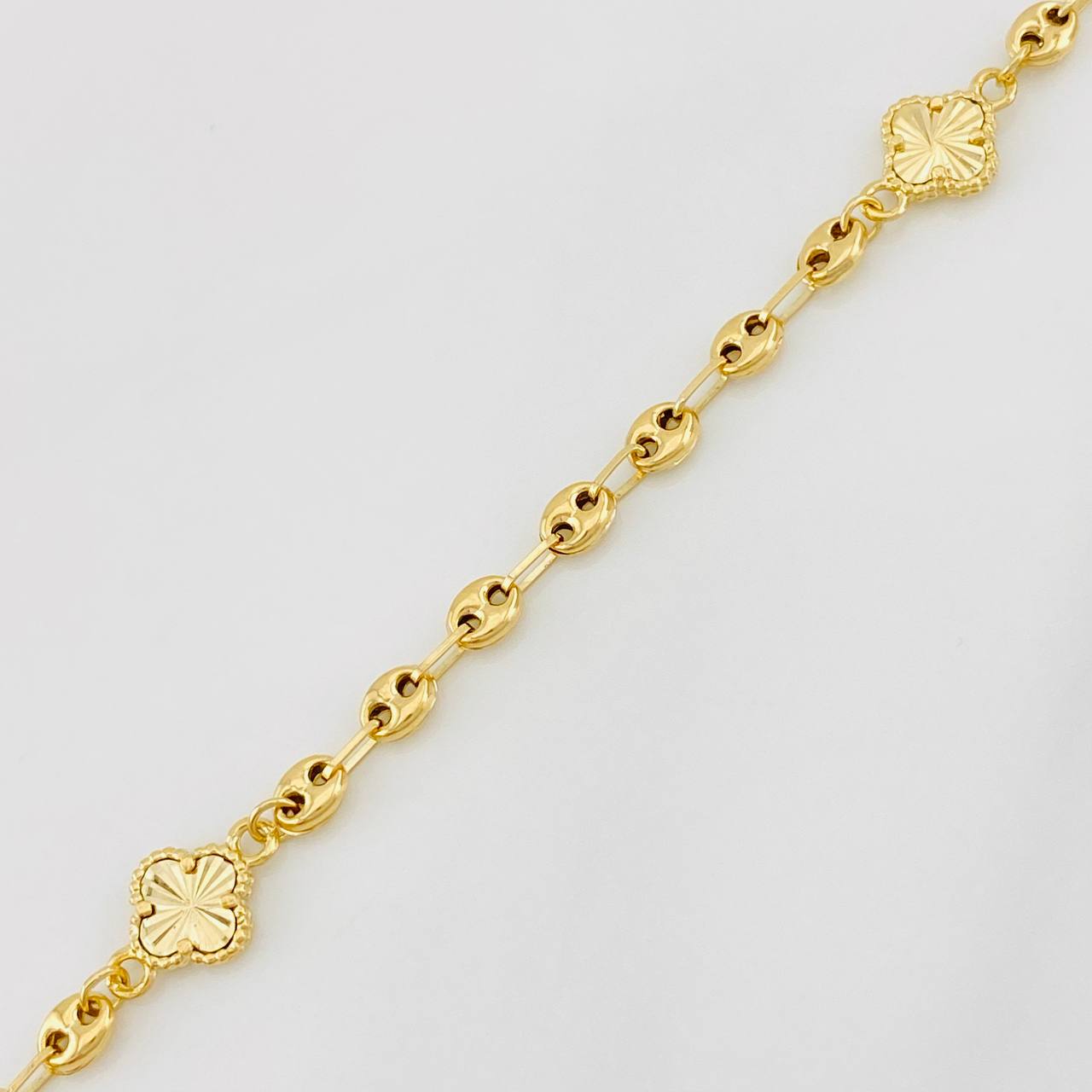 Tobillera GC Trebol 4.05g / 9 in / 3.5mm Oro Amarillo 18K