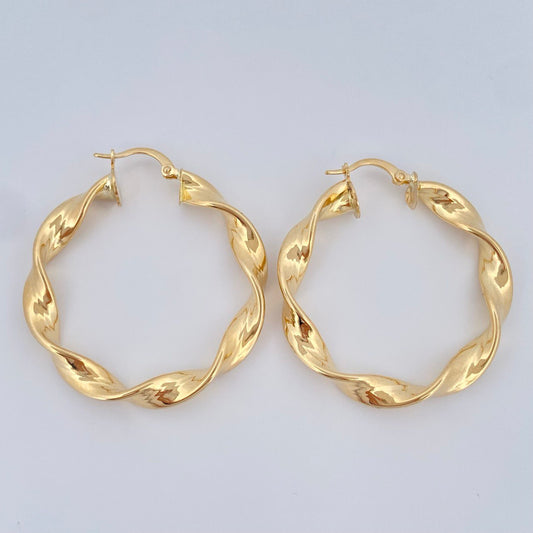Hoop Earrings Amber 5.4gr / 4cm / 18K Gold &