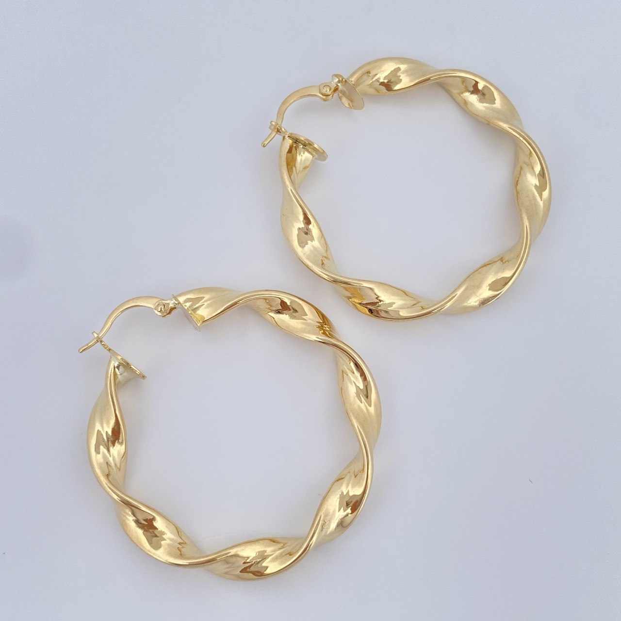 Hoop Earrings Amber 5.2gr / 4cm / 18K Gold &