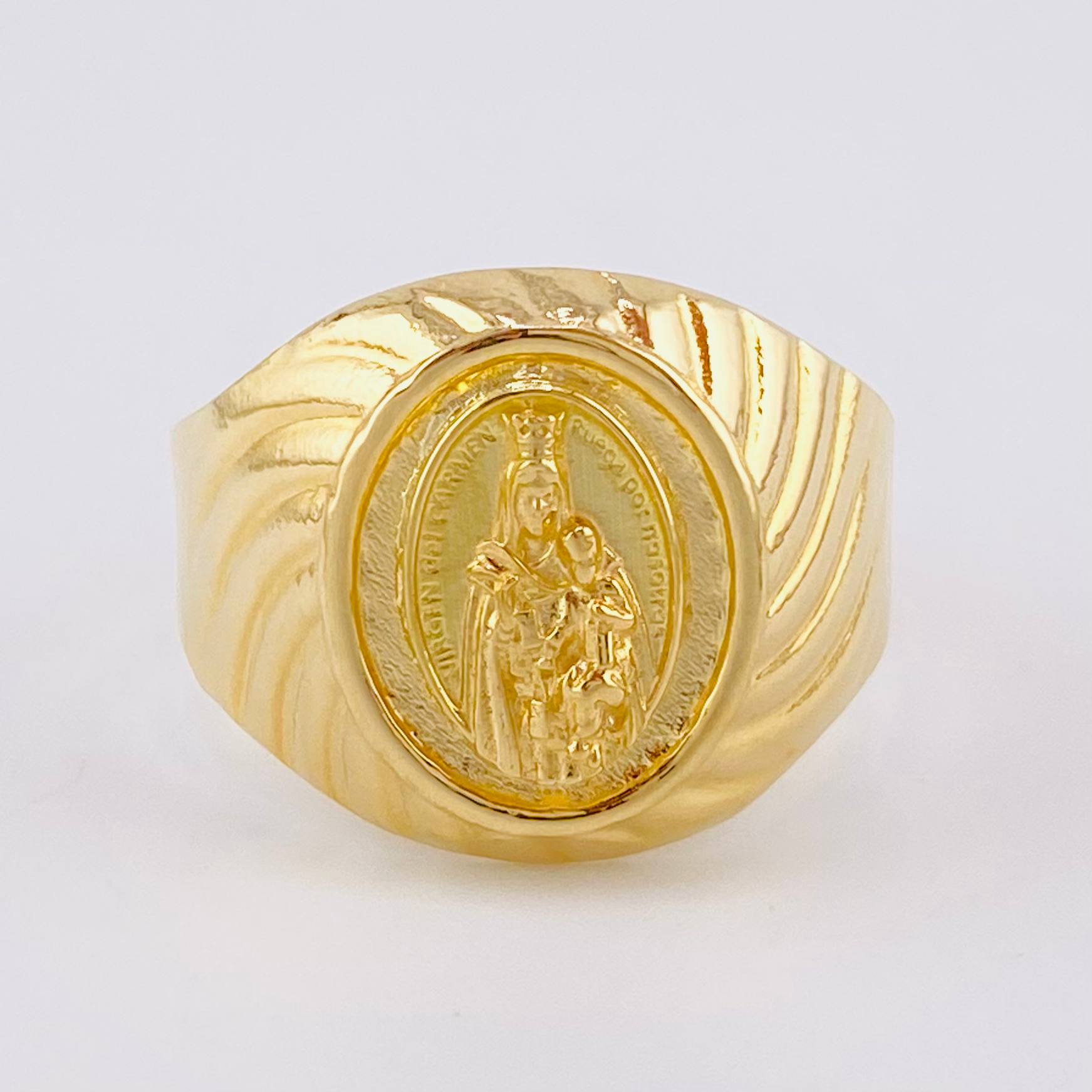 Ring Bordered with Virgin of Carmen 3.5g / Size 10 1/4 Yellow Gold 18K