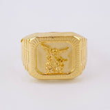 San Miguel Bordered Signet Ring 3.7g / Size 10 3/4 Yellow Gold 18K