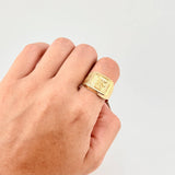 San Miguel Bordered Signet Ring 3.7g / Size 10 3/4 Yellow Gold 18K
