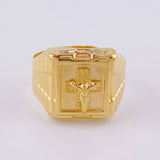 Anillo Sello Cruz Cristo 3.1g / T8 3/4 Oro Amarillo 18K