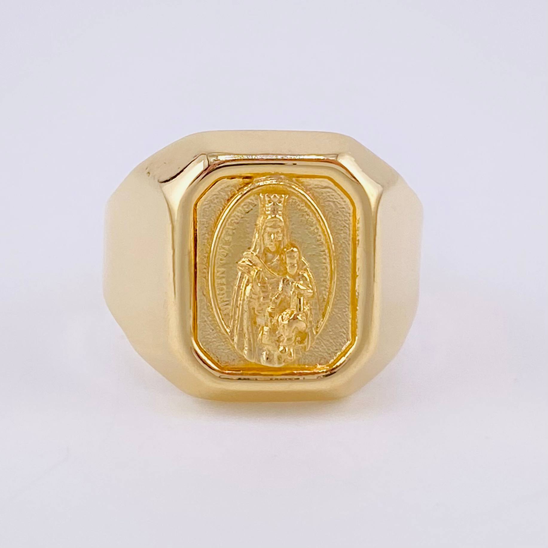 Ring Bordered with Virgin of Carmen 3.85g / Size 9 1/4 Yellow Gold 18K