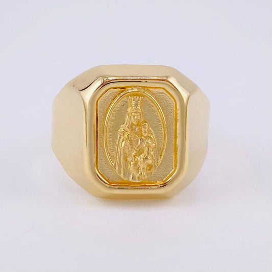Anillo Bordeado Virgen del Carmen 3.85g / T9 1/4 Oro Amarillo 18K