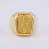 Ring Bordered with Virgin of Carmen 3.85g / Size 9 1/4 Yellow Gold 18K