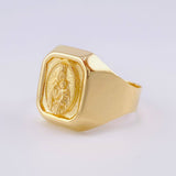 Ring Bordered with Virgin of Carmen 3.85g / Size 9 1/4 Yellow Gold 18K