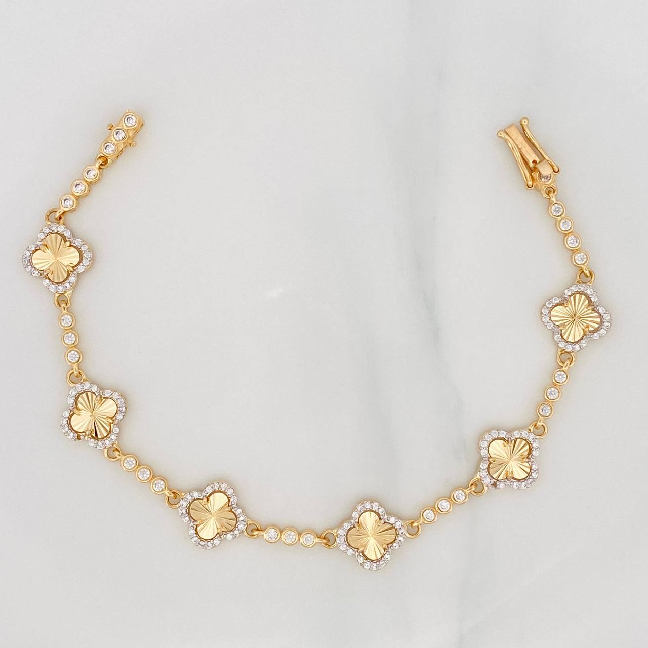 Clover Bracelet Tennis Diamond Cut 9.5g / 7 in / 2.67mm Yellow Gold 18K