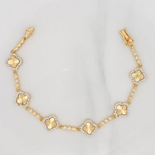 Clover Bracelet Tennis Diamond Cut 9.5g / 7 in / 2.67mm Yellow Gold 18K