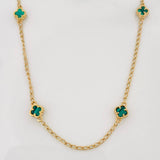 Clover Chain Espiga Malachite 4.3g / 18 in / 1.41mm Yellow Gold 18K