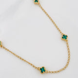 Clover Chain Espiga Malachite 4.3g / 18 in / 1.41mm Yellow Gold 18K