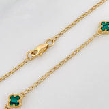 Clover Chain Espiga Malachite 4.3g / 18 in / 1.41mm Yellow Gold 18K