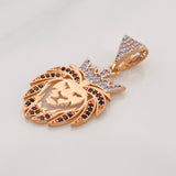 Dije León 3.15g / 1 1/2 in Dos Oros Blanco Rosa 18K
