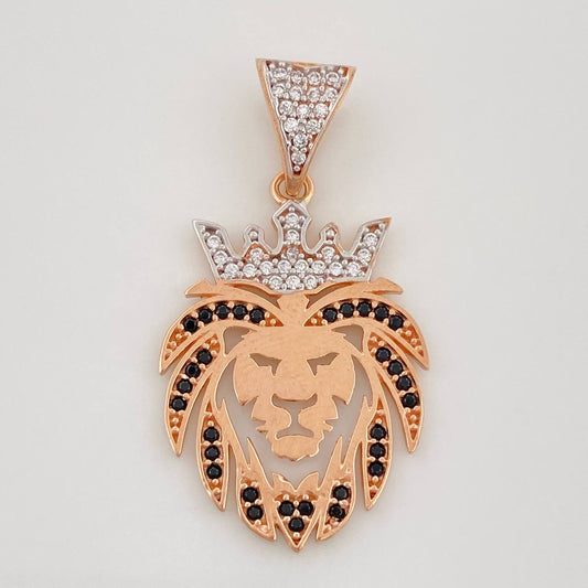 Dije León 3.15g / 1 1/2 in Dos Oros Blanco Rosa 18K