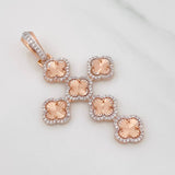 Dije Cruz Trebol Diamantada 4.95g / 2 in Oro Rosa 18K