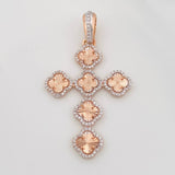 Dije Cruz Trebol Diamantada 4.95g / 2 in Oro Rosa 18K