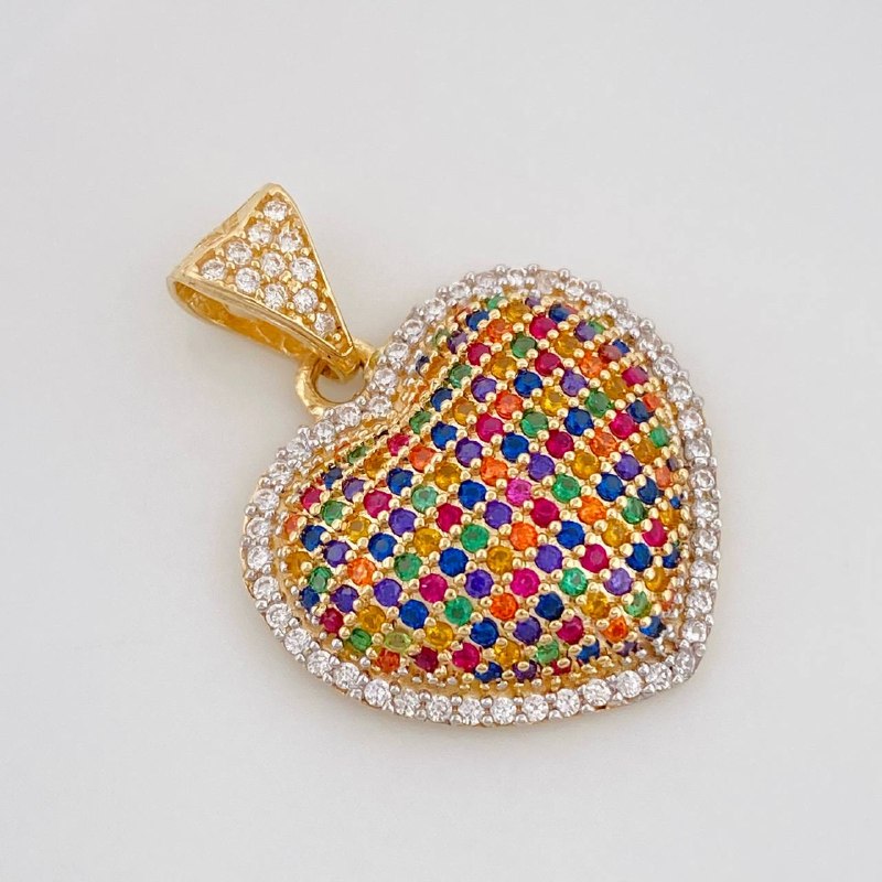 Dije Corazon 3.2g / 1 in Dos Oros Amarillo Blanco 18K