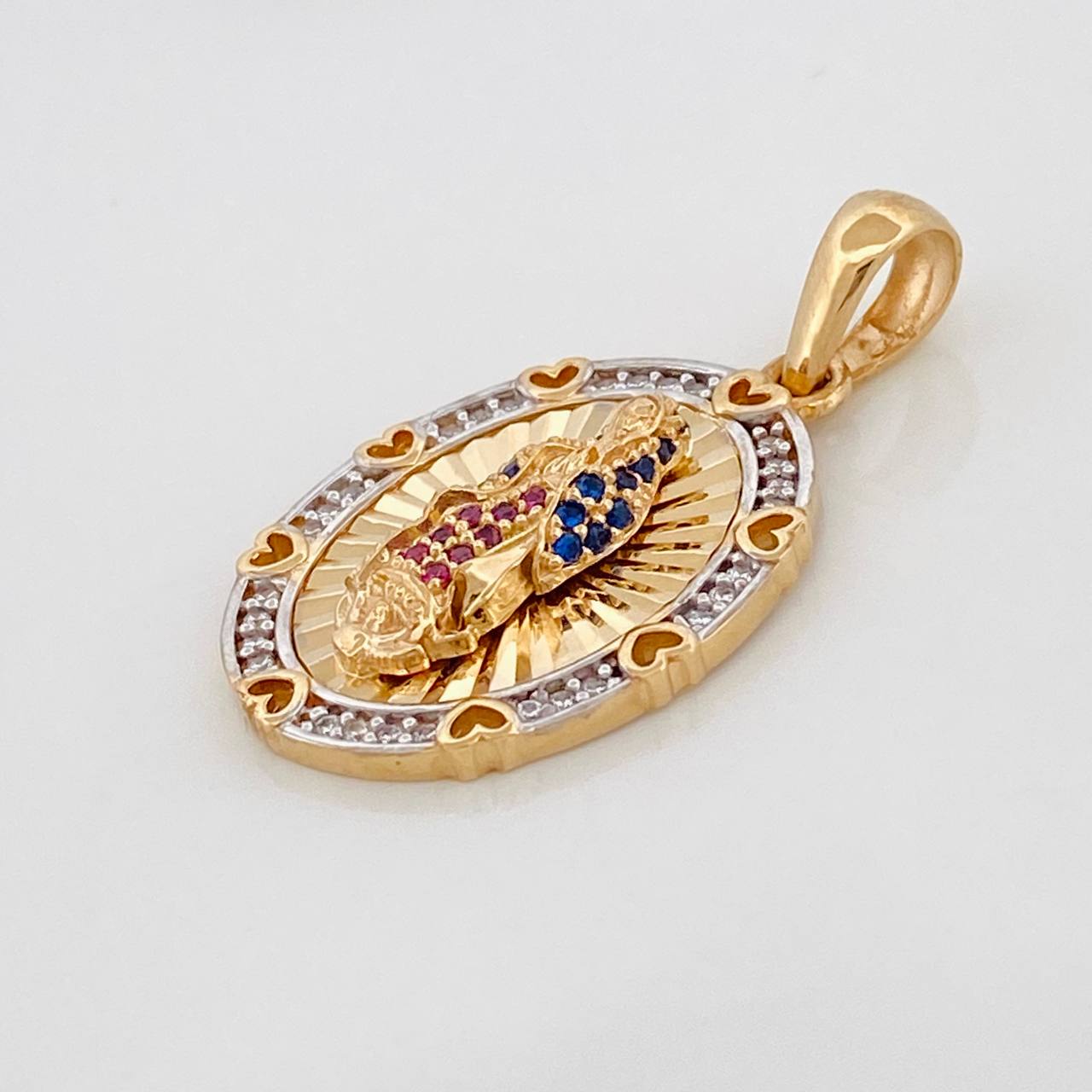 Pendant Medal Virgin Guadalupe 5.2g / 1 1/4 in Two-Tone Yellow White Gold 18K