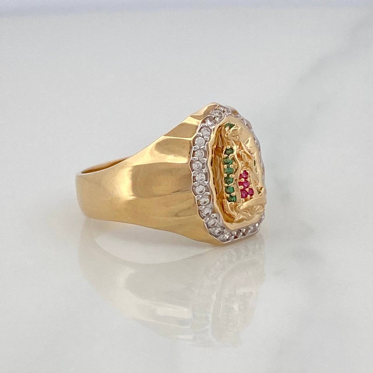 Anillo Virgen Guadalupe 5.1g / T6 3/4 Dos Oros Amarillo Blanco 18K