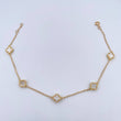 Tobillera Espiga Trebol  5.2gr / 22.7cm-24cm / 1.3mm Nacar Blanco Oro Amarillo 18K $