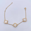 Pulso Aro Seguido Trebol 5.35gr / 15.5-16.7cm-19.8cm / 1.2mm Nacar Blanco Oro Amarillo 18K $