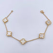 Pulso Espiga Trebol 6.45gr / 19cm / 1.6mm Nacar Blanco Oro Amarillo 18K $