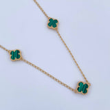 Chain Spike Clover 7.5gr / 46.5cm-48.5cm / 1.3mm Green Malachite Yellow Gold 18K $